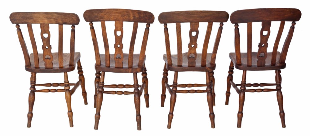 Set of 4 beech & elm kitchen dining chairs View II