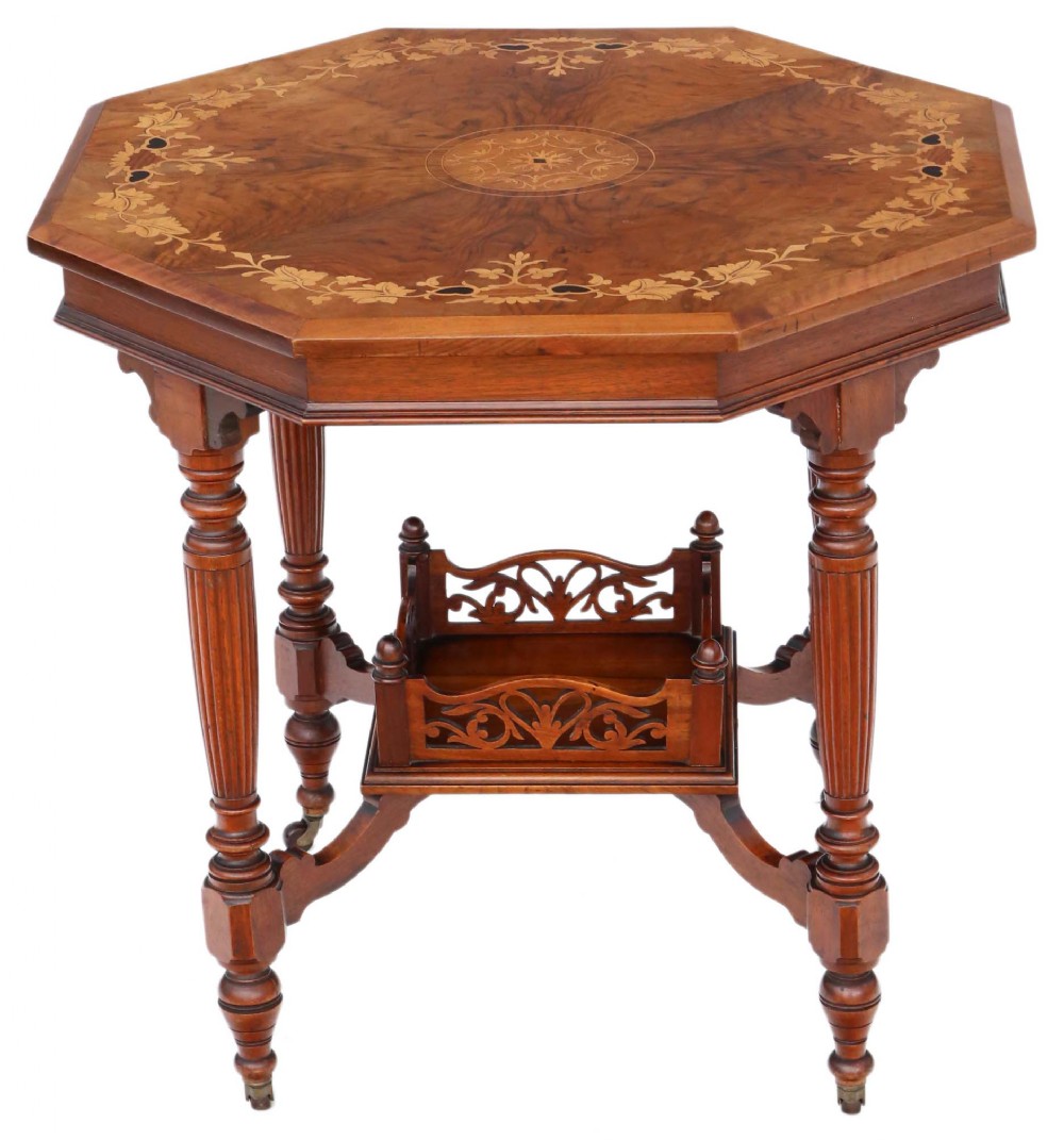 Victorian inlaid walnut centre table