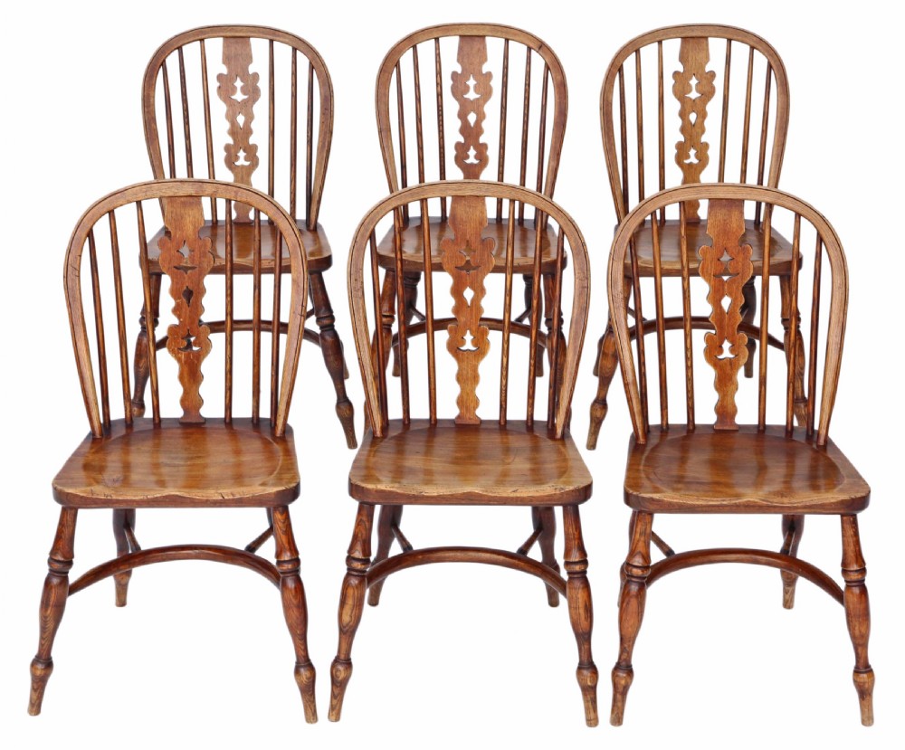 Set of 6 Victorian ash & elm Windsor dining chairs
