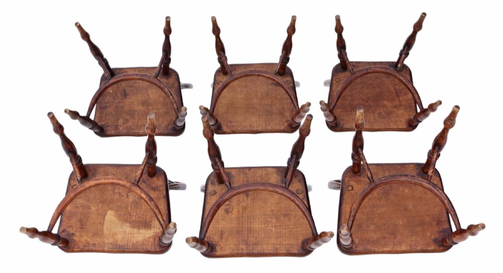 Set of 6 Victorian ash & elm Windsor dining chairs View III