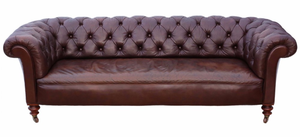 Victorian leather button backed chesterfield sofa