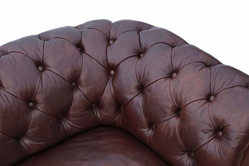Victorian leather button backed chesterfield sofa View V