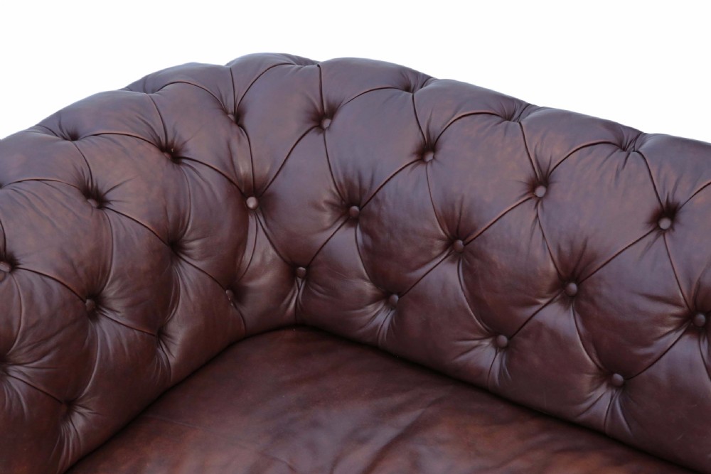 Victorian leather button backed chesterfield sofa View VI