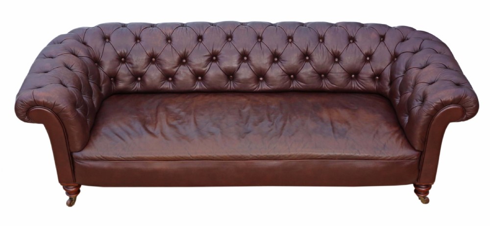 Victorian leather button backed chesterfield sofa View VIII