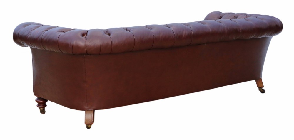 Victorian leather button backed chesterfield sofa View IX