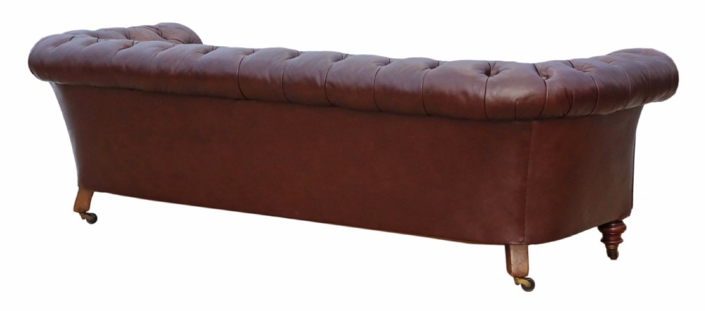 Victorian leather button backed chesterfield sofa View X