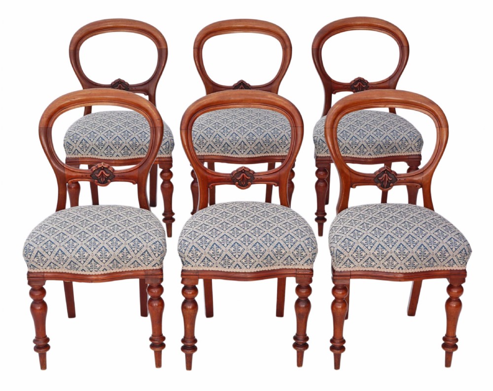 Set of 6 Victorian mahogany balloon back dining chairs