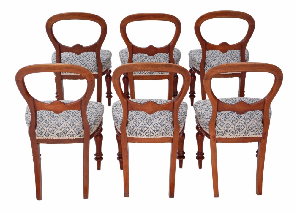 Set of 6 Victorian mahogany balloon back dining chairs View II