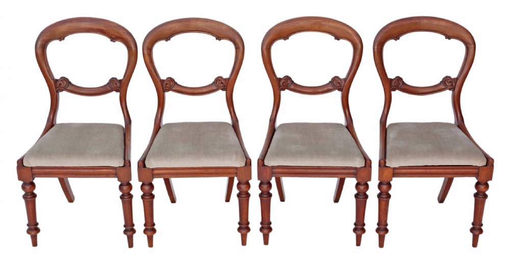 Set of 4 Victorian mahogany balloon back dining chairs