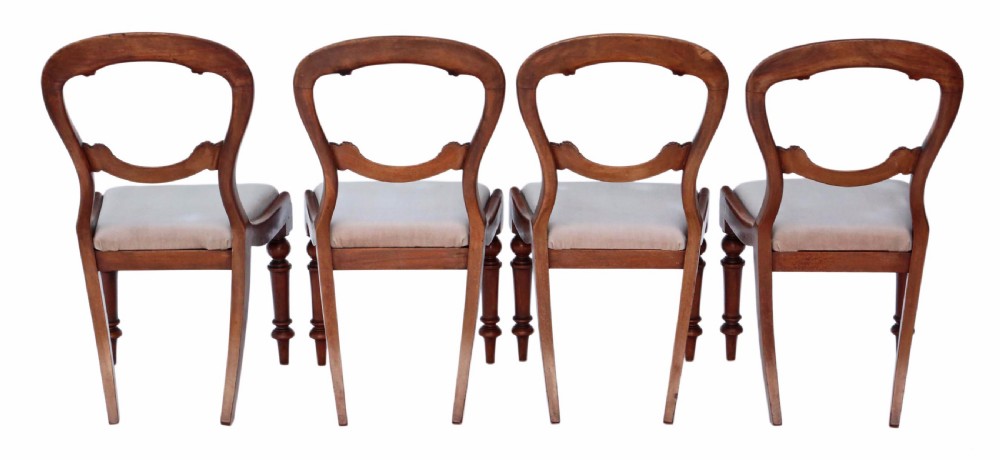 Set of 4 Victorian mahogany balloon back dining chairs View II