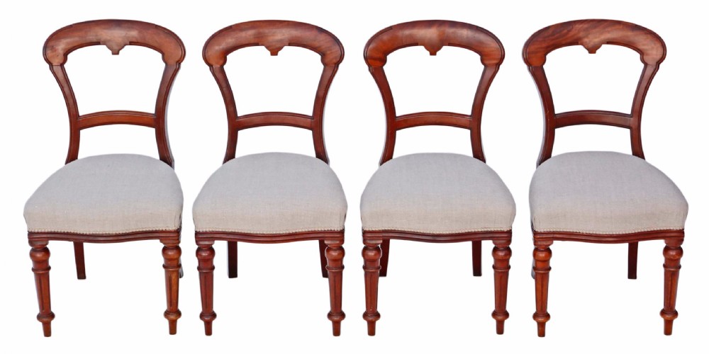 Set of 4 Victorian mahogany balloon back dining chairs