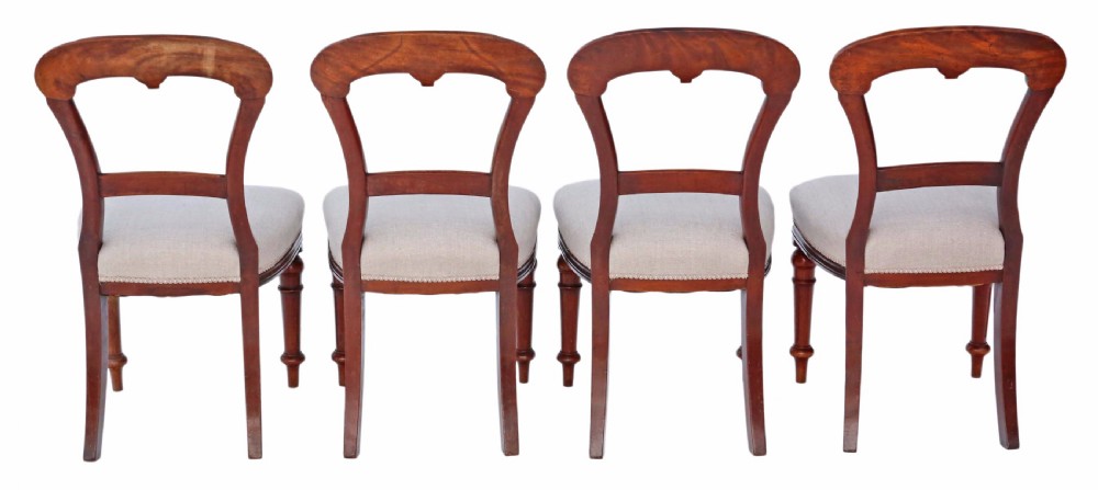 Set of 4 Victorian mahogany balloon back dining chairs View II
