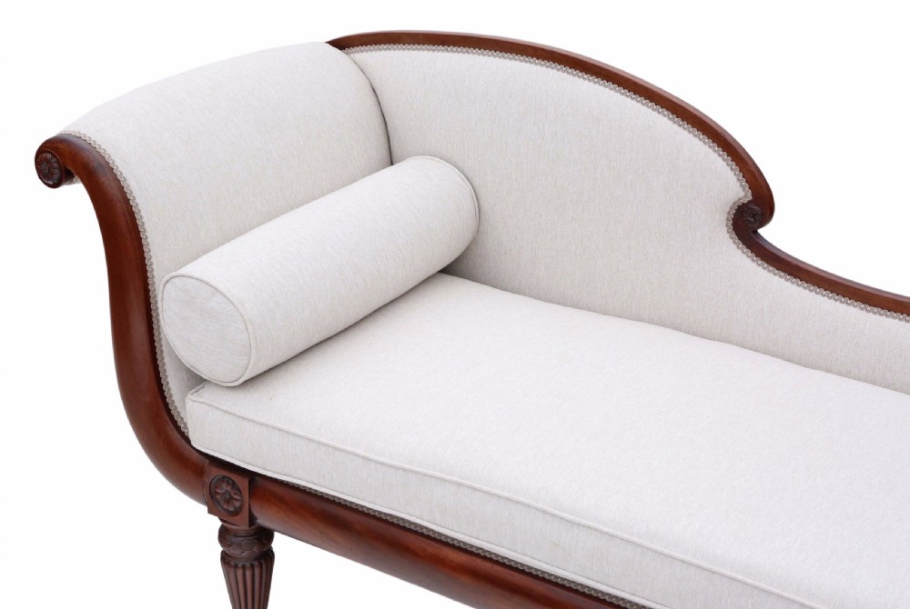 Regency mahogany scroll arm sofa chaise longue View II