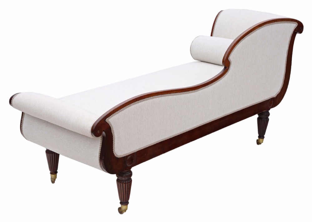 Regency mahogany scroll arm sofa chaise longue View VII