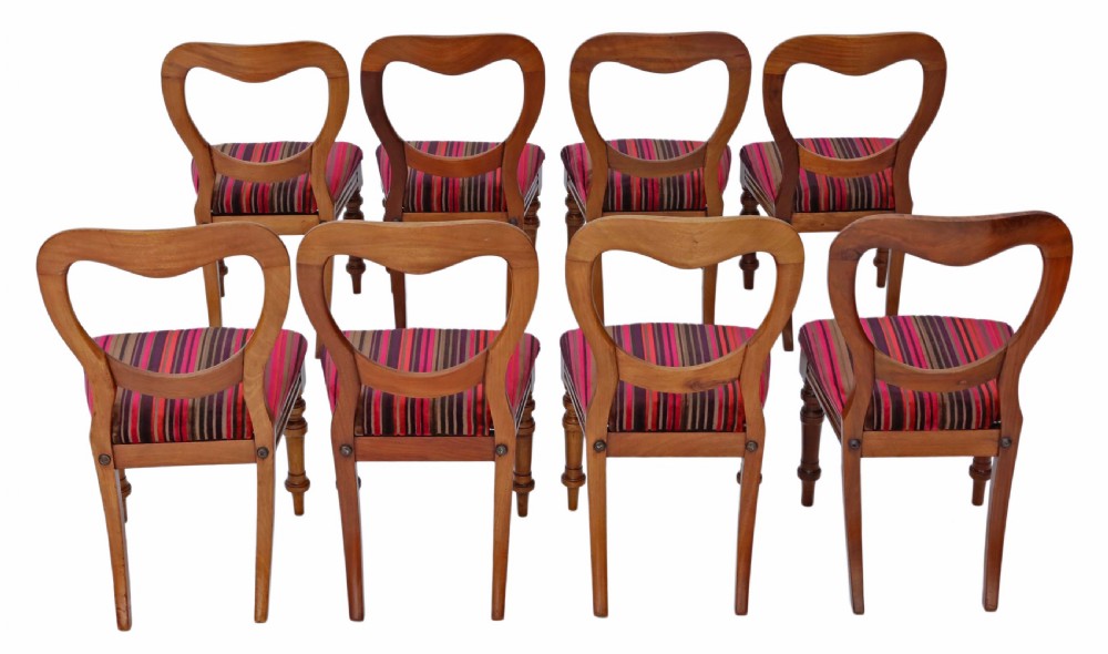 Set of 8 Victorian light mahogany balloon back dining chairs View II
