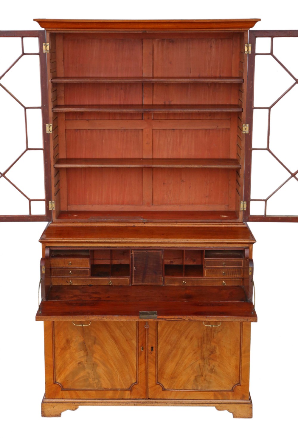 Georgian C1800 mahogany secretaire bookcase View II