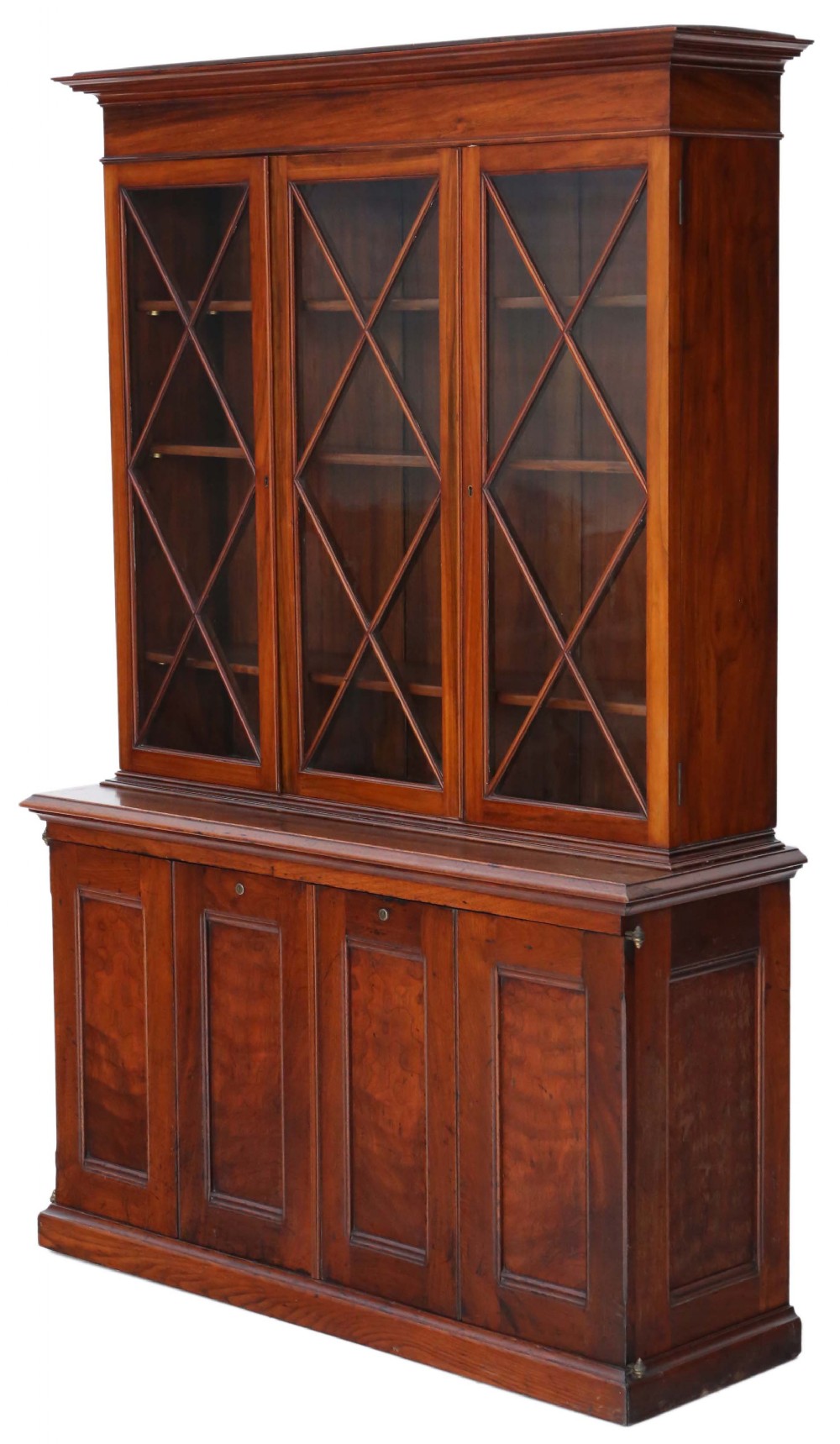 Victorian mahogany & walnut part glazed bookcase
