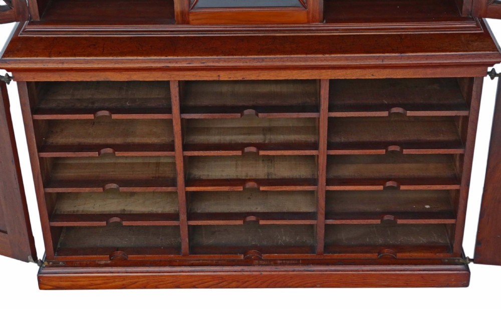 Victorian mahogany & walnut part glazed bookcase View VII