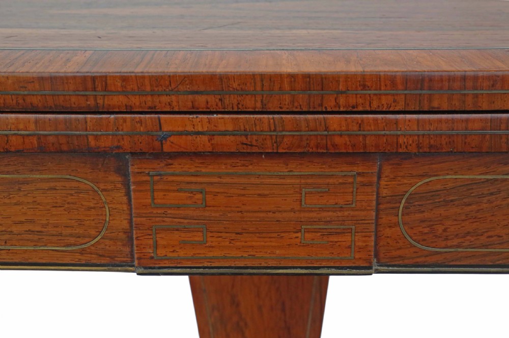 Regency rosewood brass folding card table View III