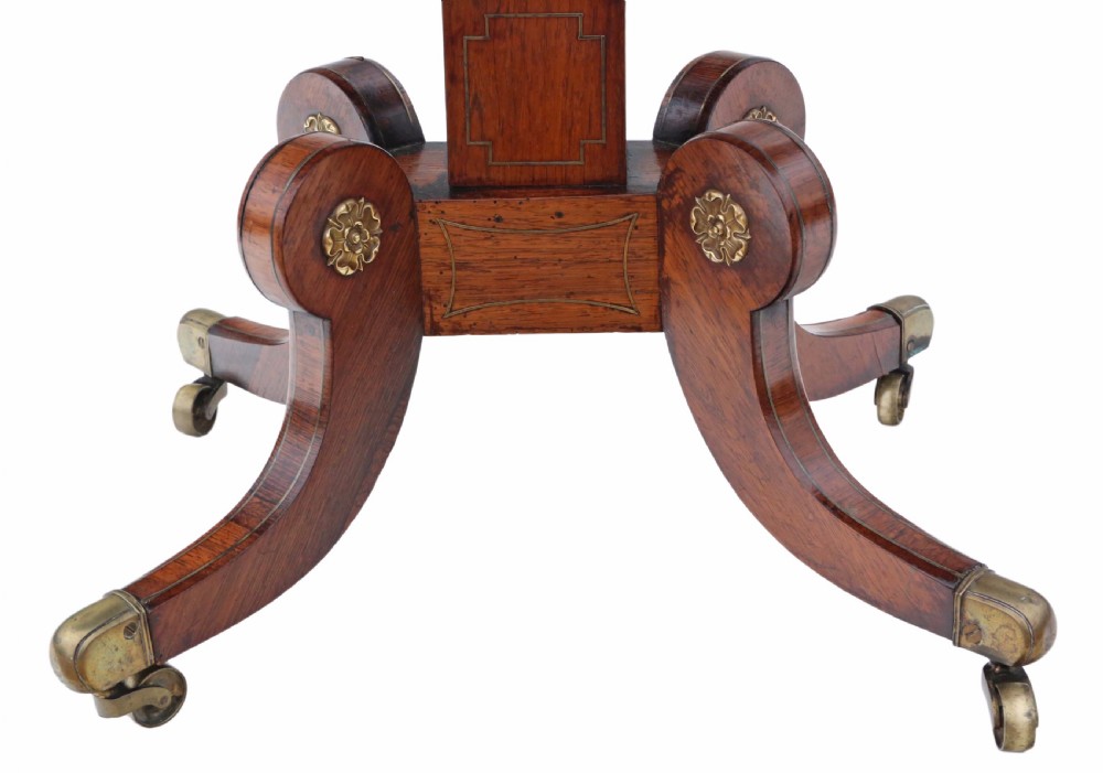 Regency rosewood brass folding card table View V