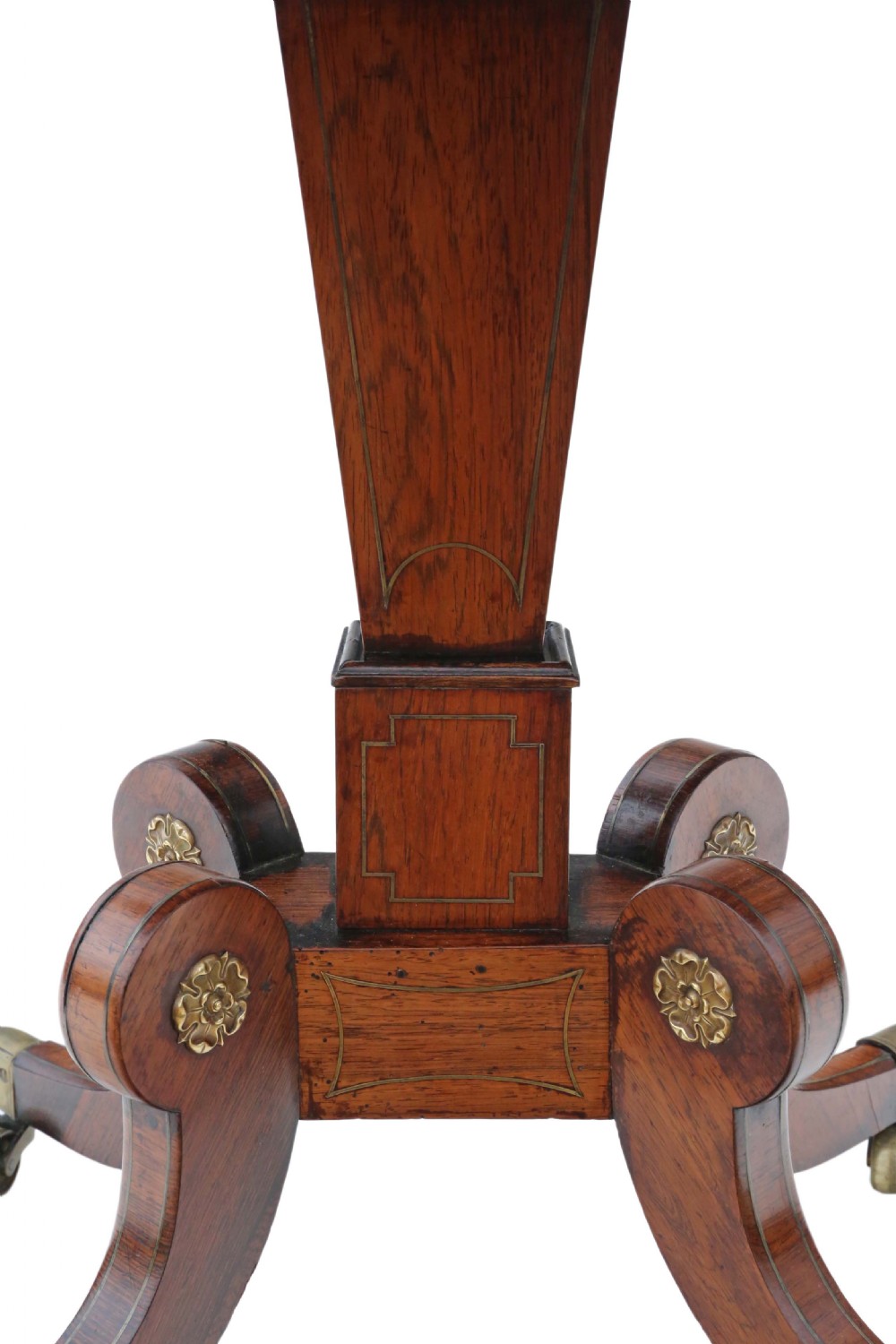 Regency rosewood brass folding card table View VI