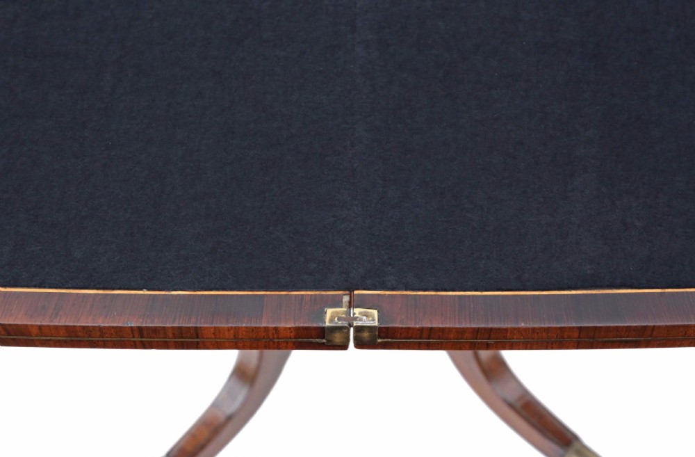 Regency rosewood brass folding card table View X