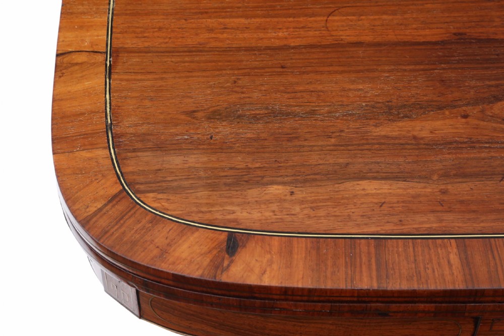 Regency rosewood brass folding card table View XI