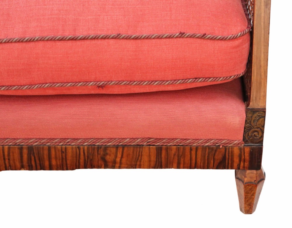 Art Deco burr walnut & Rosewood Bergere sofa View III