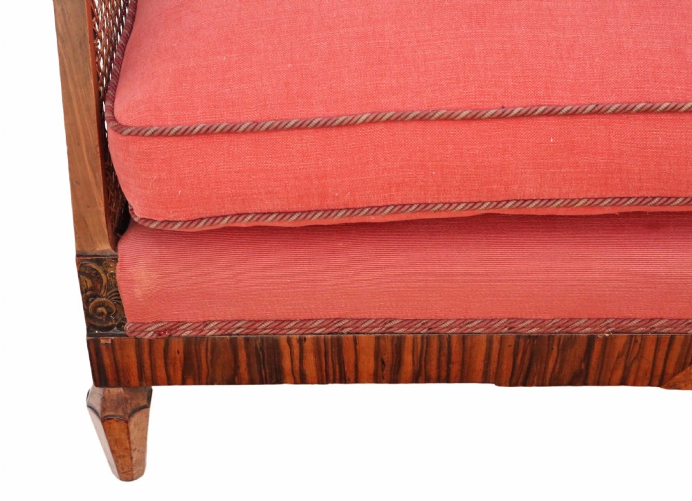 Art Deco burr walnut & Rosewood Bergere sofa View IV