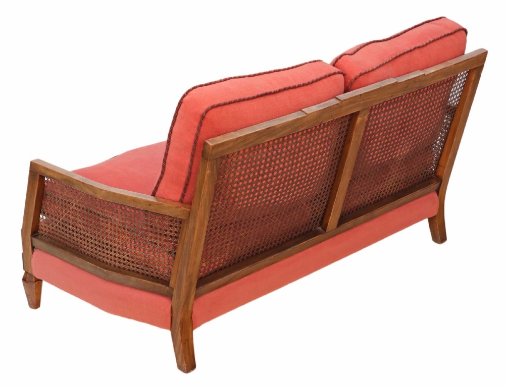 Art Deco burr walnut & Rosewood Bergere sofa View VII