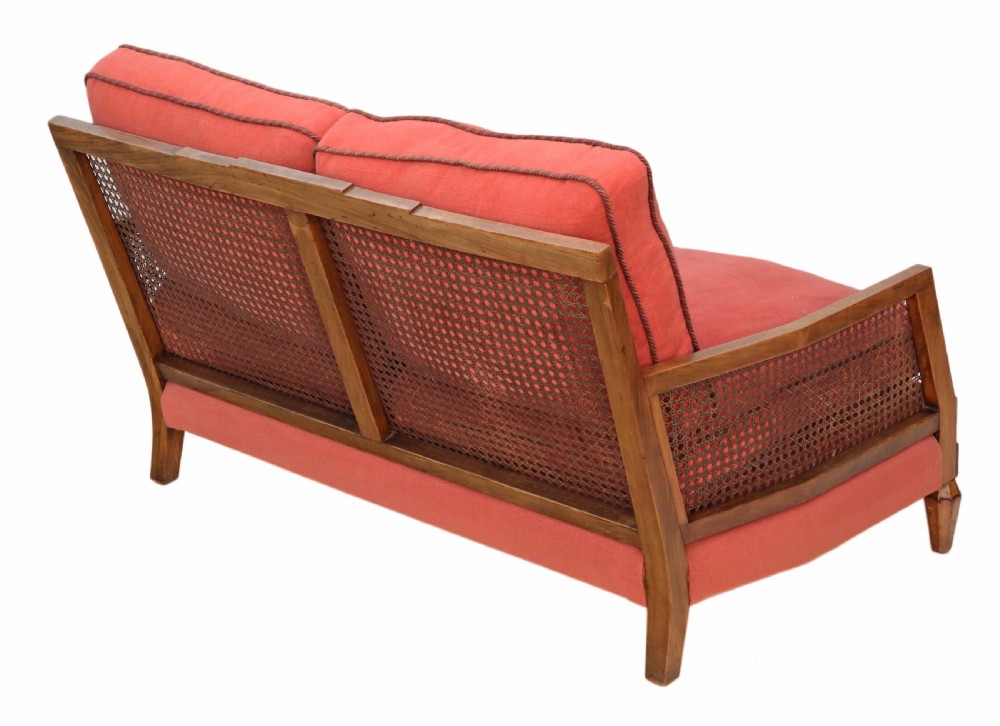 Art Deco burr walnut & Rosewood Bergere sofa View VIII