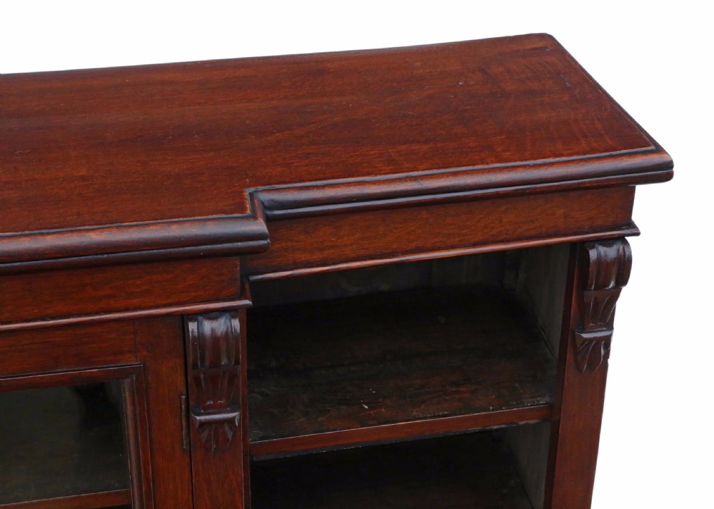 Victorian oak breakfront part glazed bookcase View IV