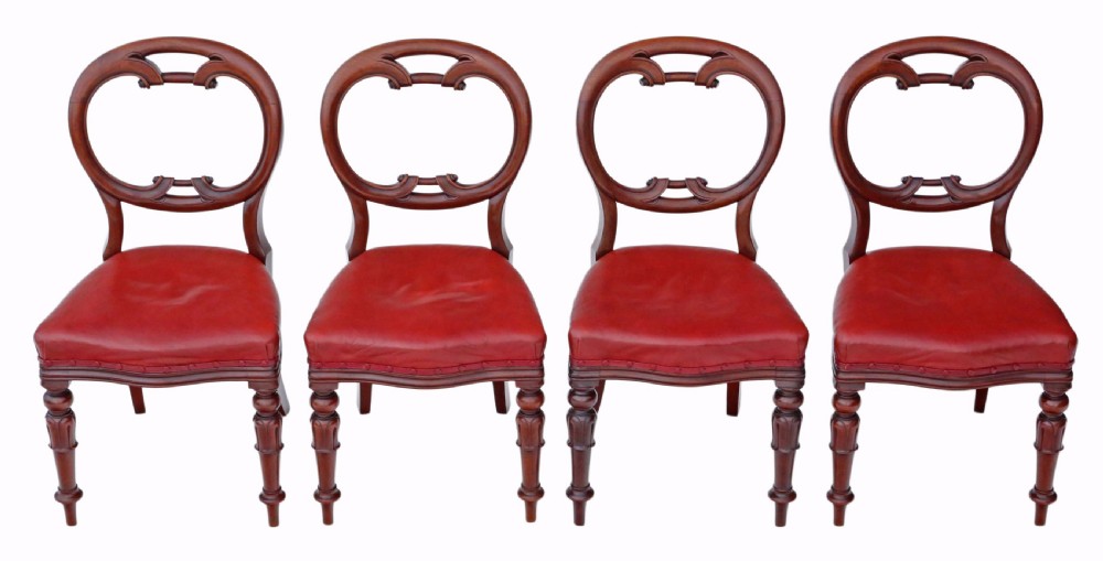 Set of 4 William IV mahogany balloon back dining chairs