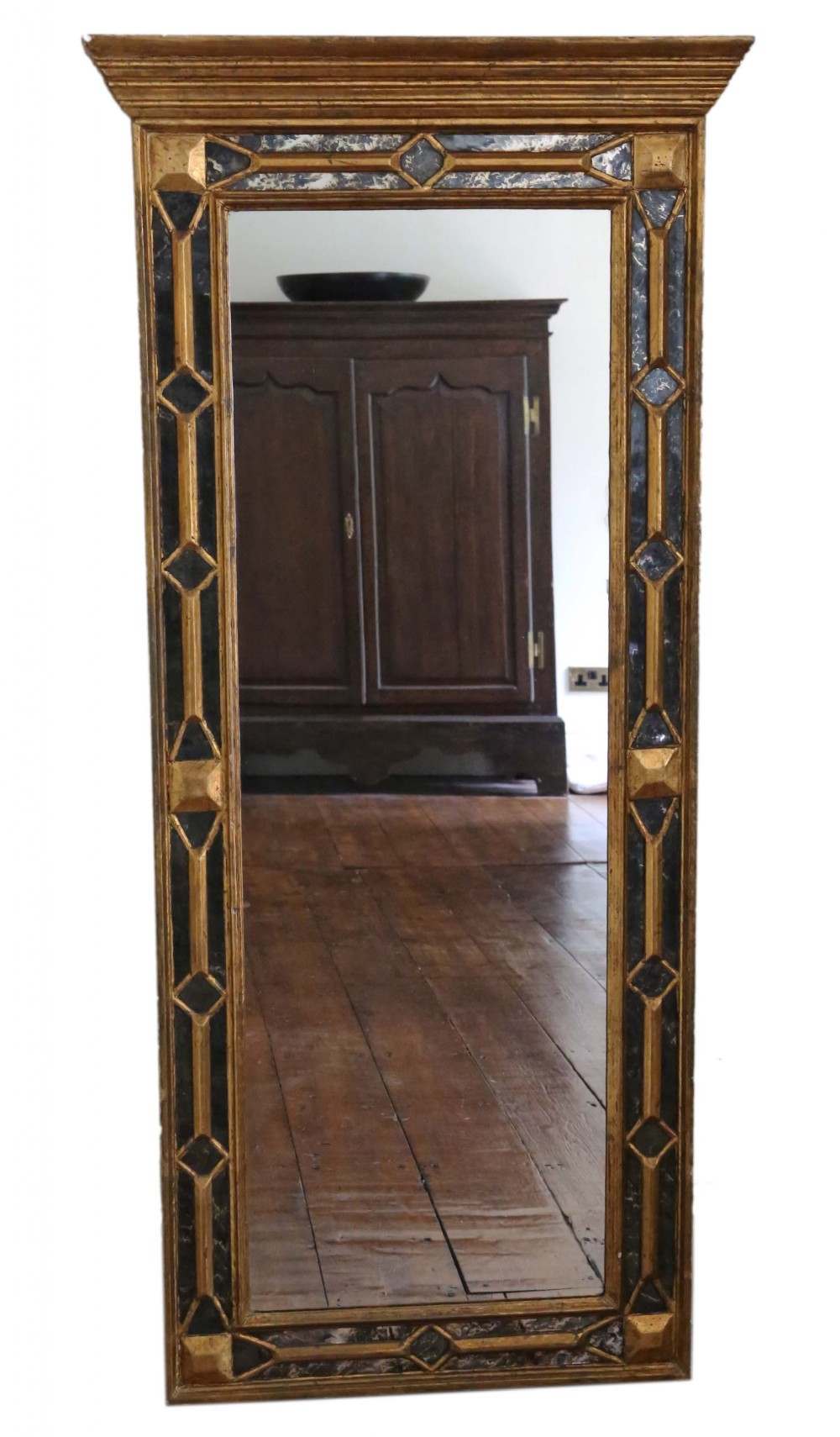 Victorian full length gilt hall wall mirror
