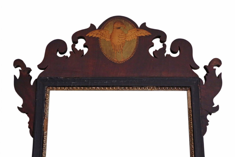 Matched pair of Georgian inlaid fret cut mahogany wall mirrors View IV