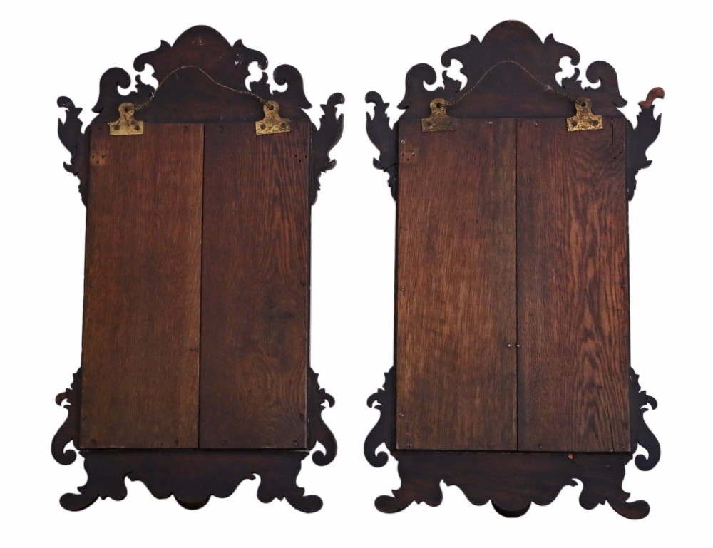 Matched pair of Georgian inlaid fret cut mahogany wall mirrors View VI