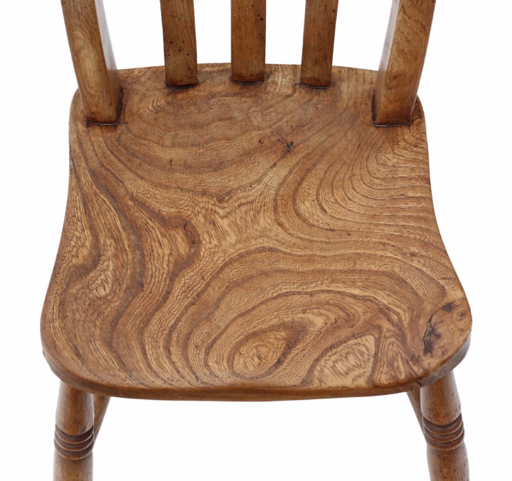 Matched set of 8 Victorian ash & elm kitchen chairs View VII