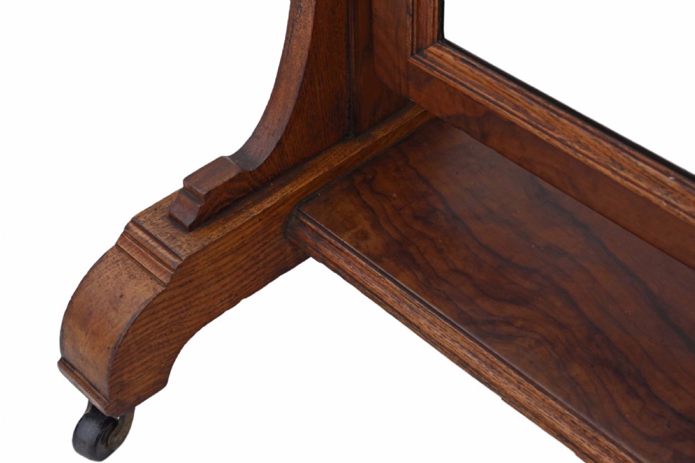 Victorian walnut and oak cheval mirror View VI