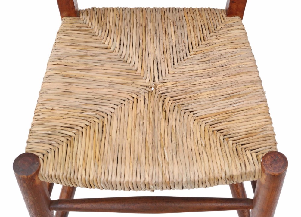 Set of 6 Victorian beech & ash chapel kitchen chairs View VII