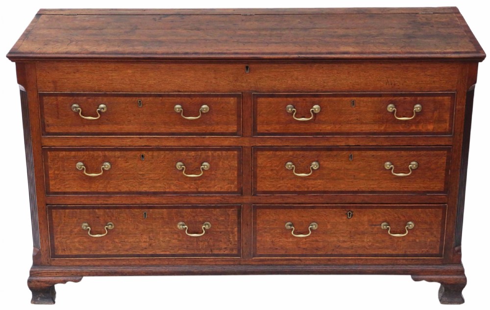 Georgian Lancashire oak coffer chest of drawers