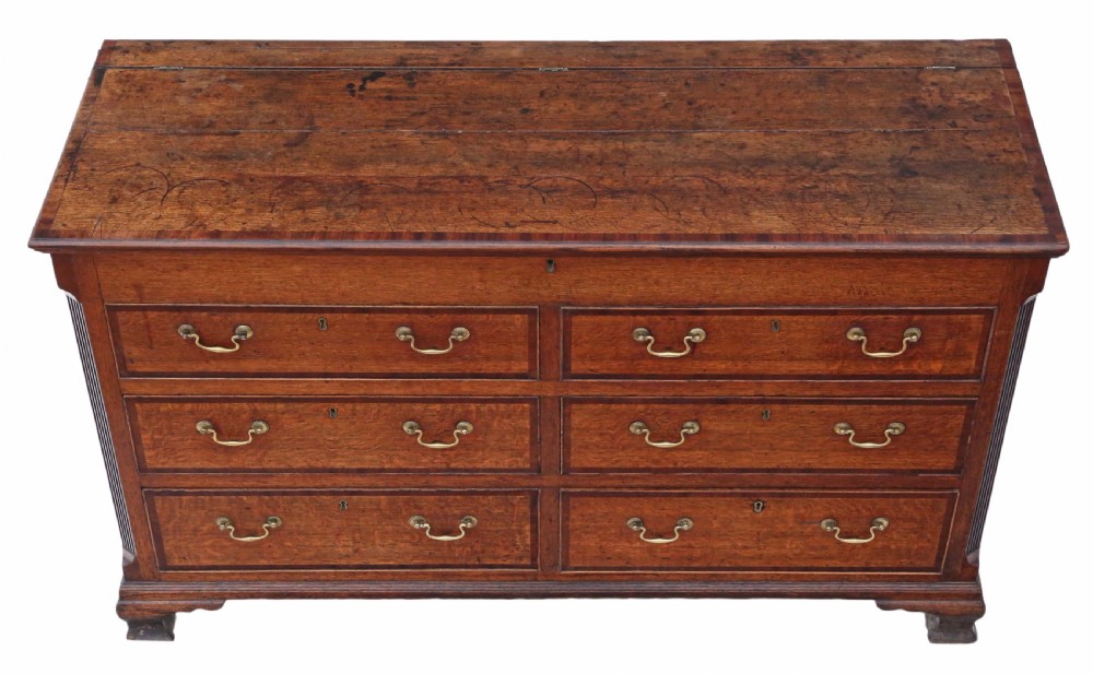 Georgian Lancashire oak coffer chest of drawers View II