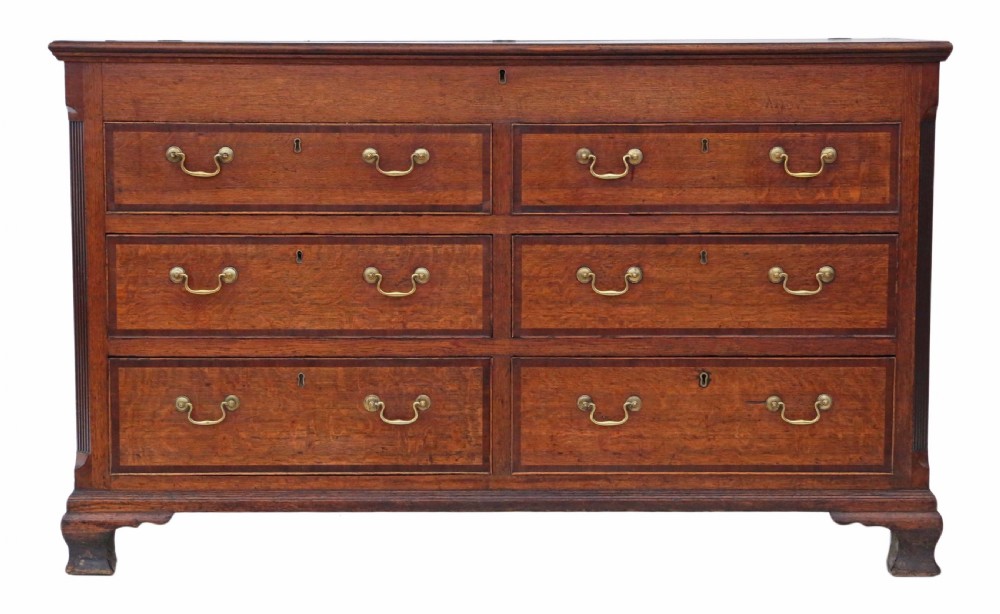 Georgian Lancashire oak coffer chest of drawers View III