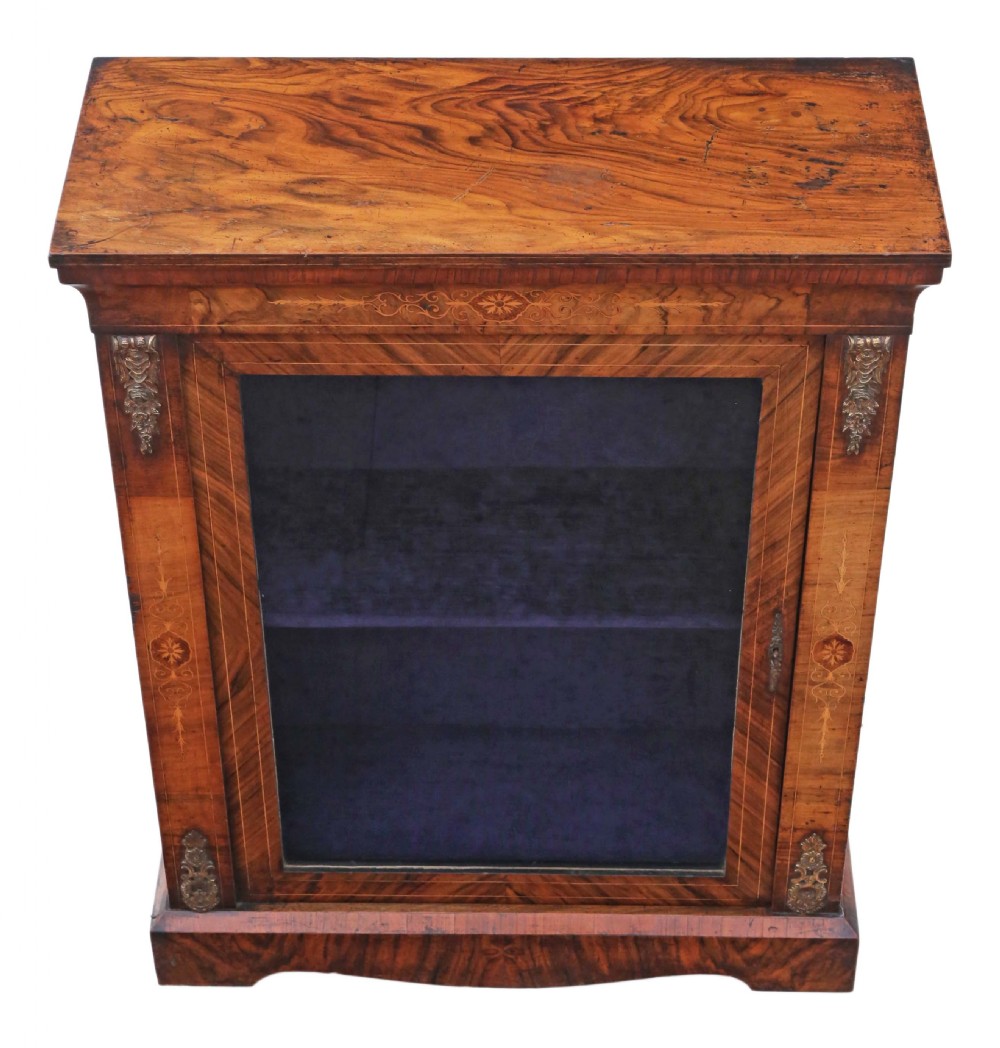 Inlaid burr walnut pier display cabinet View II