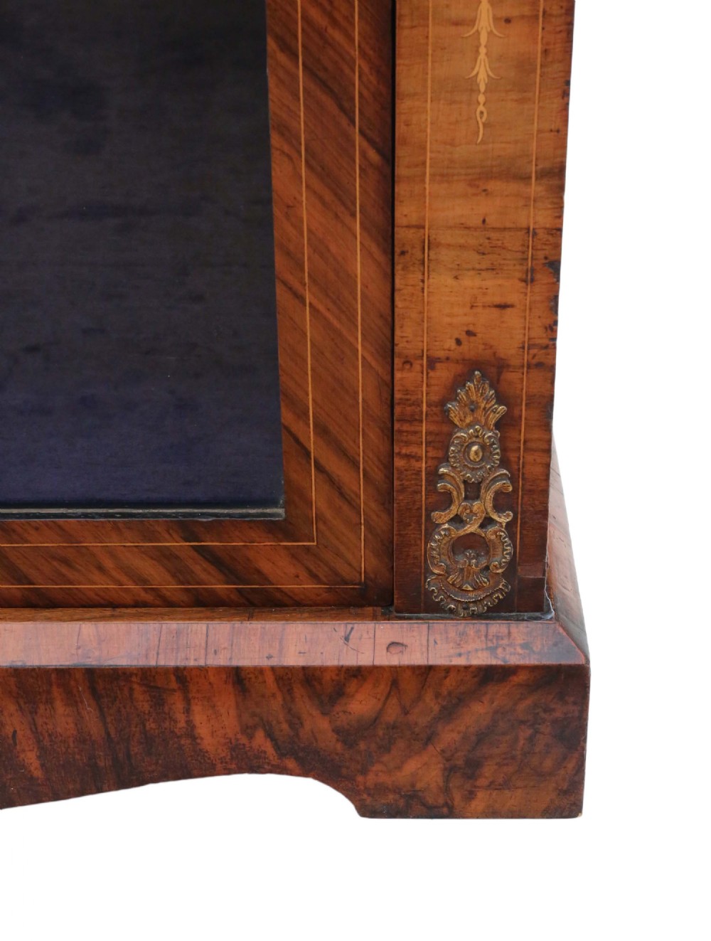 Inlaid burr walnut pier display cabinet View V