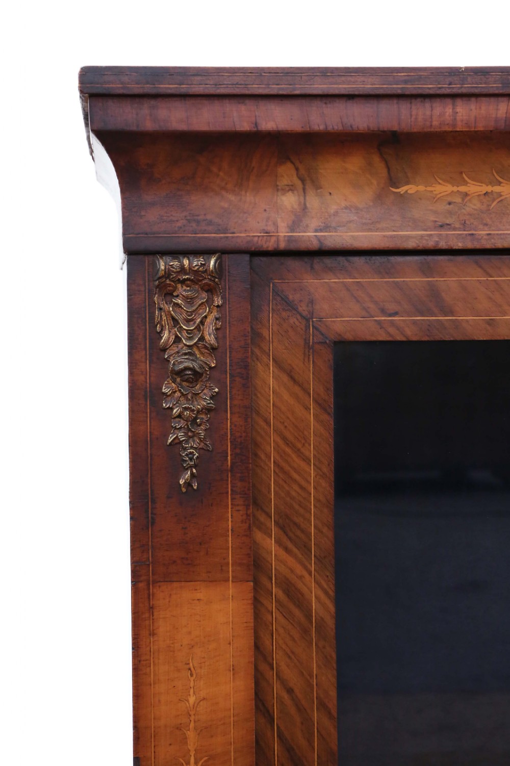 Inlaid burr walnut pier display cabinet View VII