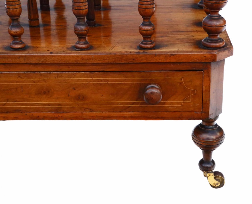 Victorian inlaid burr walnut Canterbury magazine stand View IV