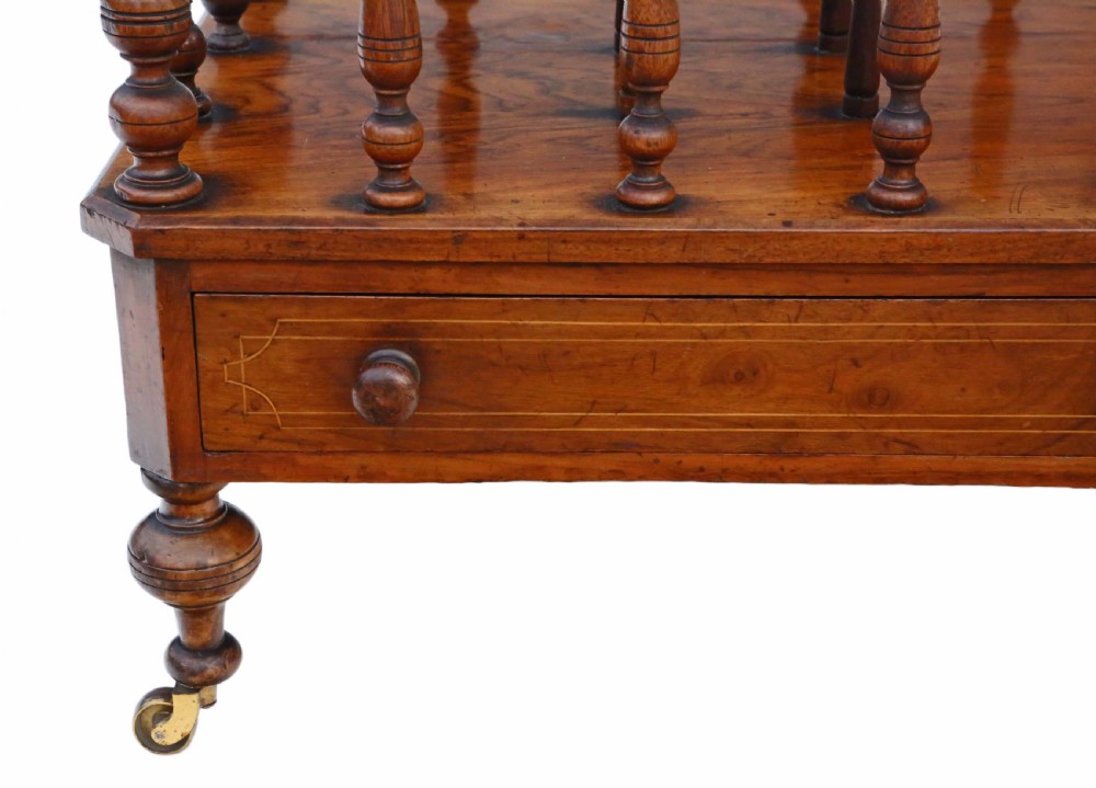 Victorian inlaid burr walnut Canterbury magazine stand View V