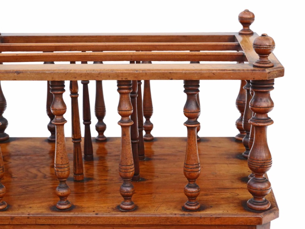 Victorian inlaid burr walnut Canterbury magazine stand View VI