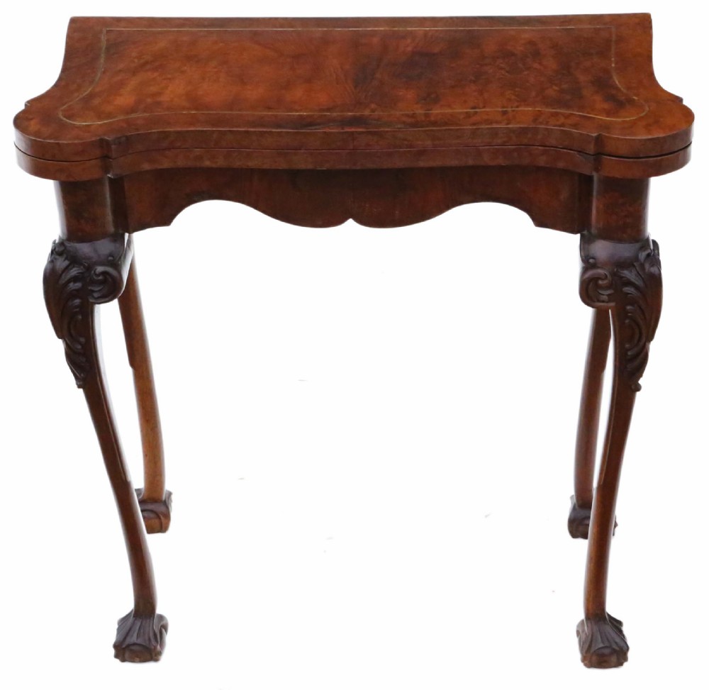 C1920 burr walnut folding card table