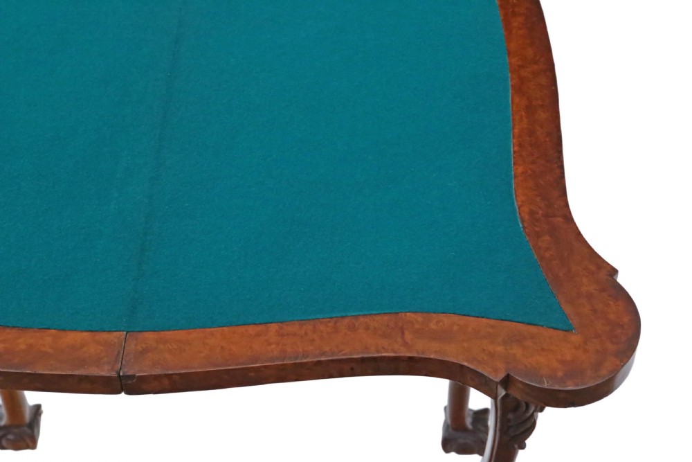 C1920 burr walnut folding card table View VI